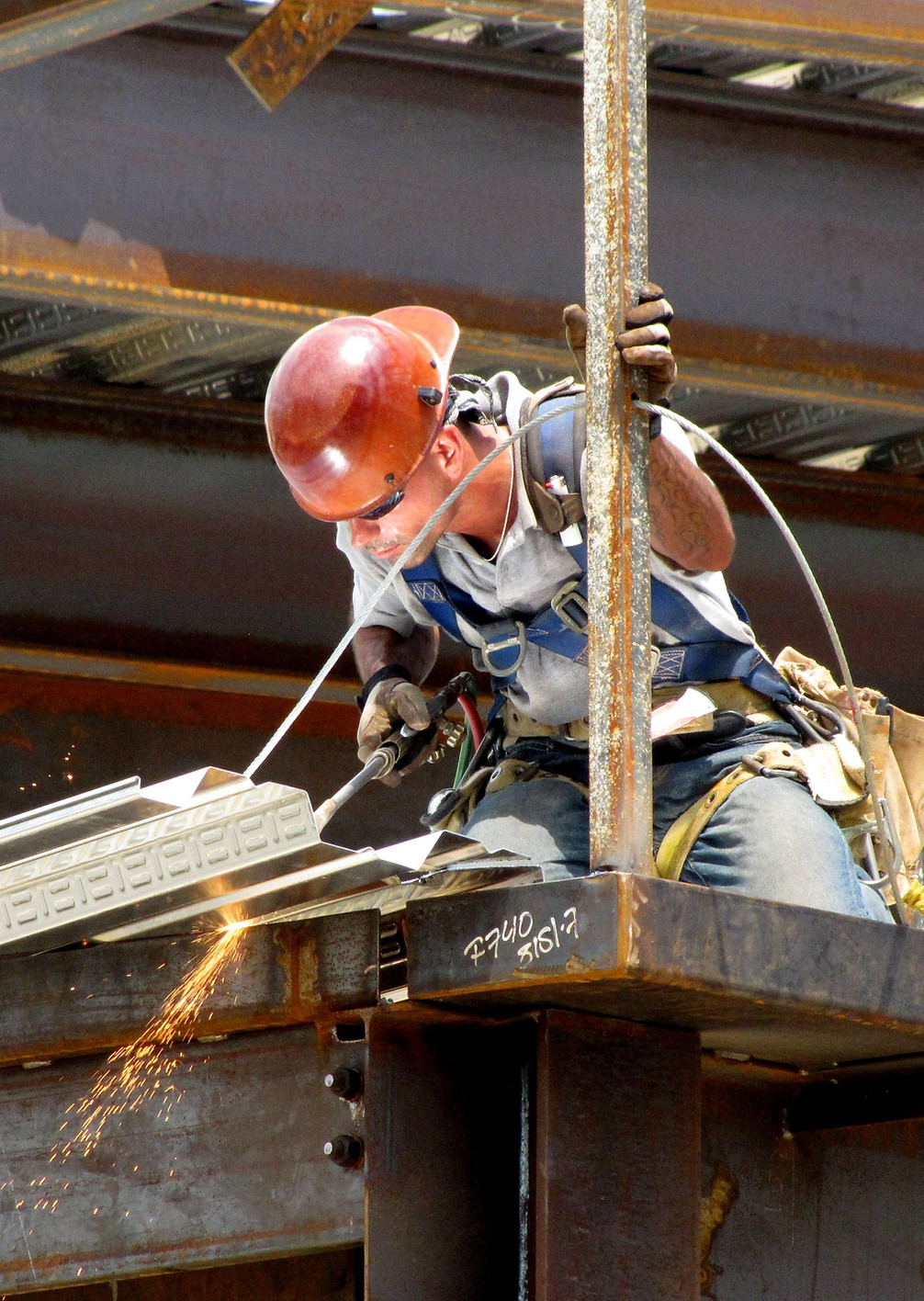 Construction worker welding